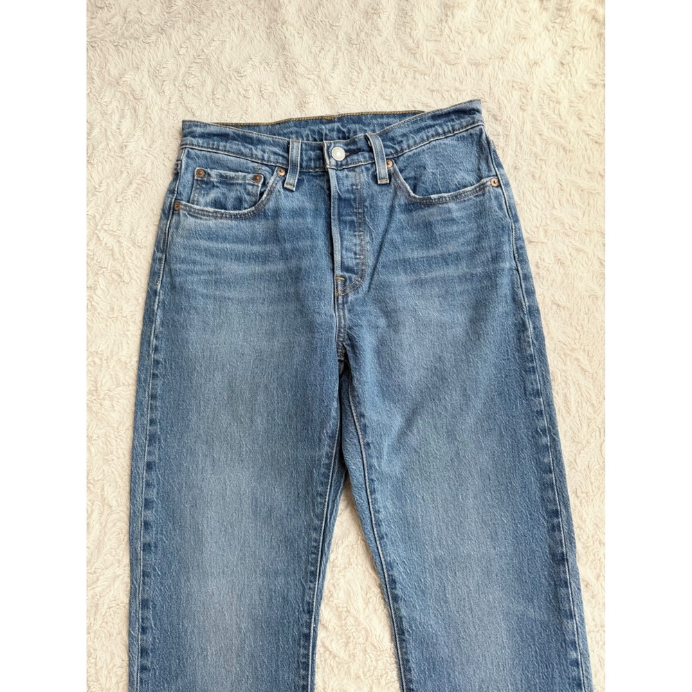 Levis 501 Original Fit Jeans Straight Leg Worn In Medium Indigo Wash Womens 27 - Picture 8 of 13